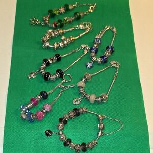 Multiple Charm Bracelets Lot Colorful Beaded Bracelets